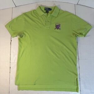 Polo‎ Ralph Lauren Shirt Mens M Green Purple Cross Mallets Rugby Embroidered EUC